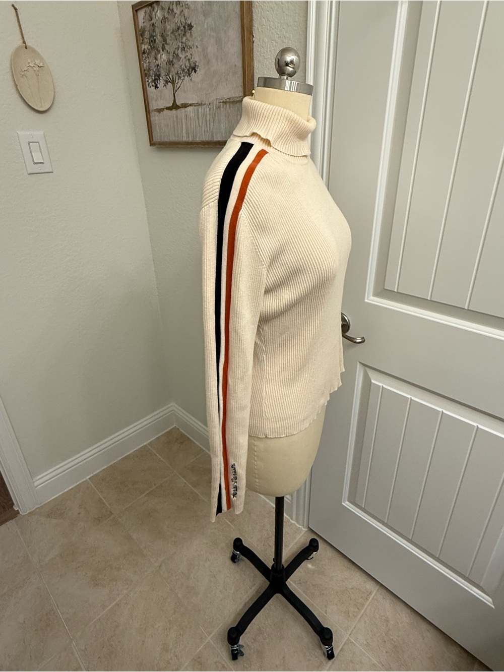 Vintage Y2K Harley-Davidson Cream Turtleneck Sweater women's sz M - Picture 5 of 8